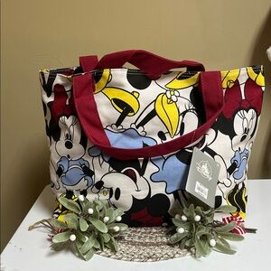 Disney Minnie and Mickey Colorful Canvas Tote NWT
